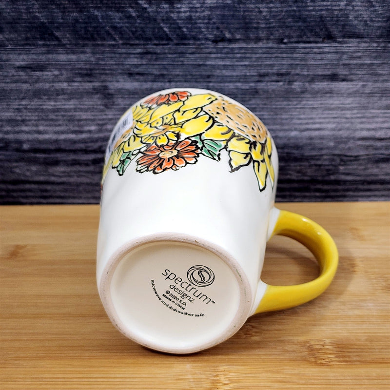 Load image into Gallery viewer, Brandywine Sunflower Floral Coffee Mug 16oz Embossed Tea Cup by Blue Sky

