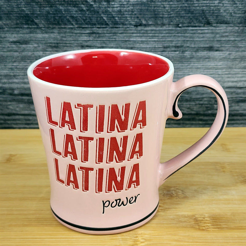 Load image into Gallery viewer, Latina Power Mug Inspirational Ceramic Coffee Tea Cup Pink and Red by Blue Sky
