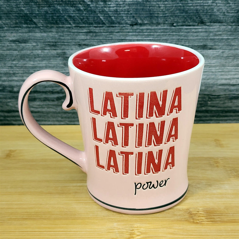 Load image into Gallery viewer, Latina Power Mug Inspirational Ceramic Coffee Tea Cup Pink and Red by Blue Sky
