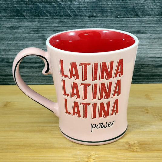 Latina Power Mug Inspirational Ceramic Coffee Tea Cup Pink and Red by Blue Sky