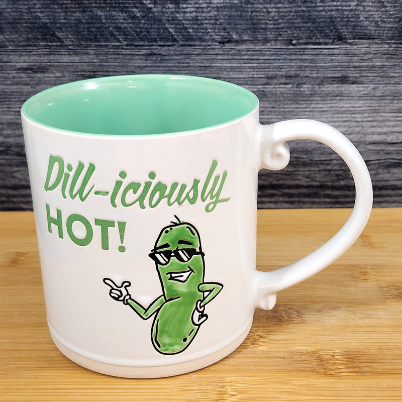 Load image into Gallery viewer, Dill-iciously Hot Mug, Funny Pickle Humor Coffee Tea Cup 21oz Ceramic Blue Sky
