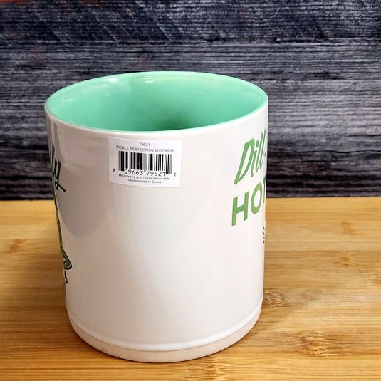 Dill-iciously Hot Mug, Funny Pickle Humor Coffee Tea Cup 21oz Ceramic Blue Sky