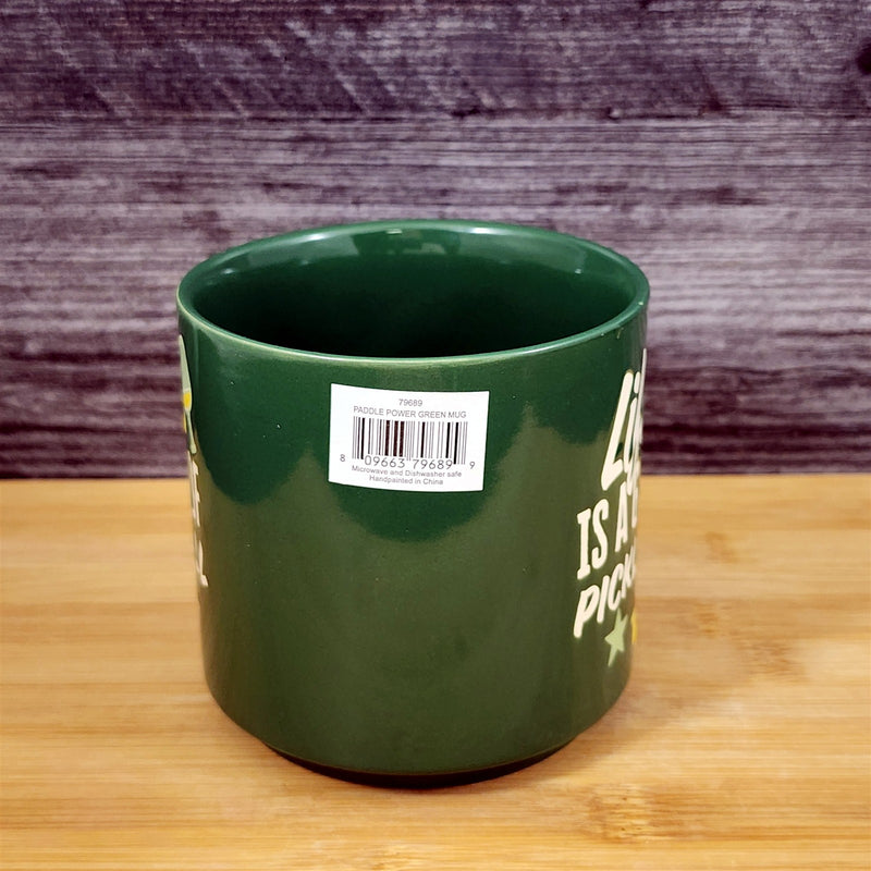 Load image into Gallery viewer, Green Pickleball Mug Ceramic Large Tea Coffee Cup Artisan Fun Blue Sky 17 oz
