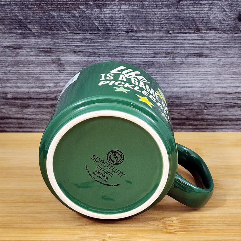 Load image into Gallery viewer, Green Pickleball Mug Ceramic Large Tea Coffee Cup Artisan Fun Blue Sky 17 oz
