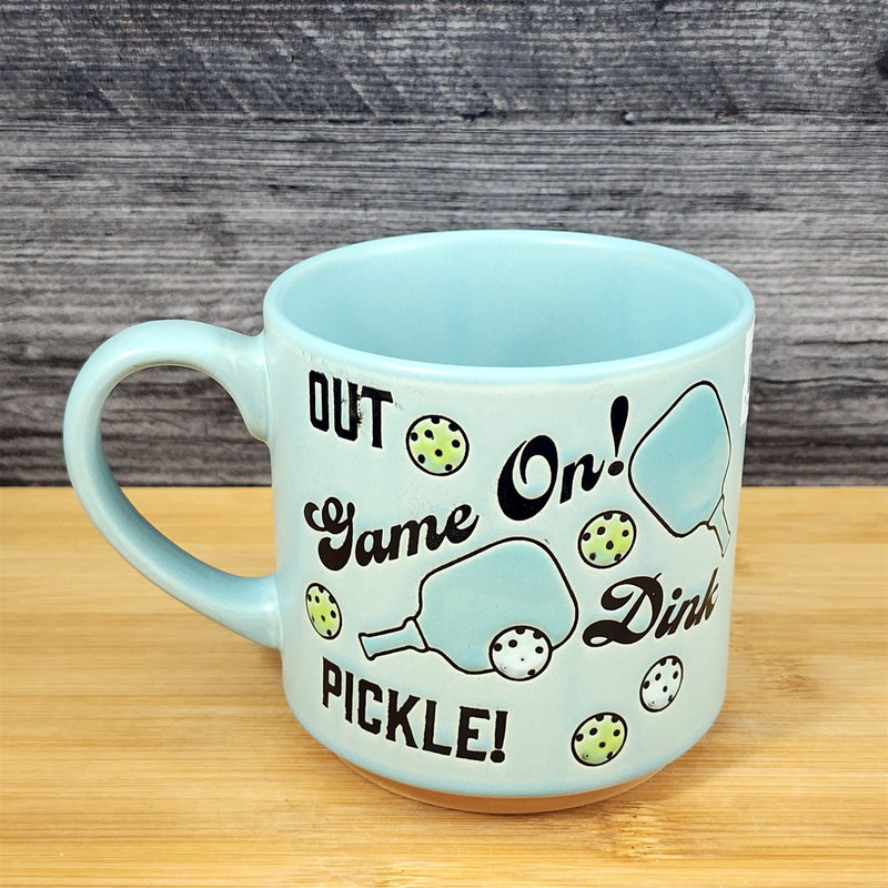 Load image into Gallery viewer, Pickleball Ceramic Mug Green Tea Coffee Cup Artisan Fun Blue Sky 17oz
