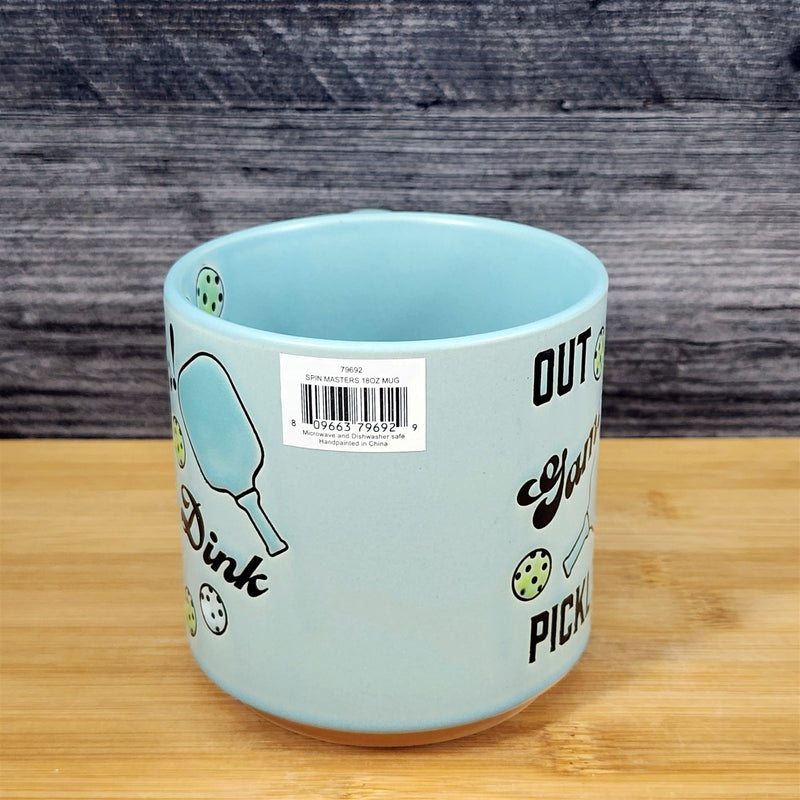 Load image into Gallery viewer, Pickleball Ceramic Mug Green Tea Coffee Cup Artisan Fun Blue Sky 17oz
