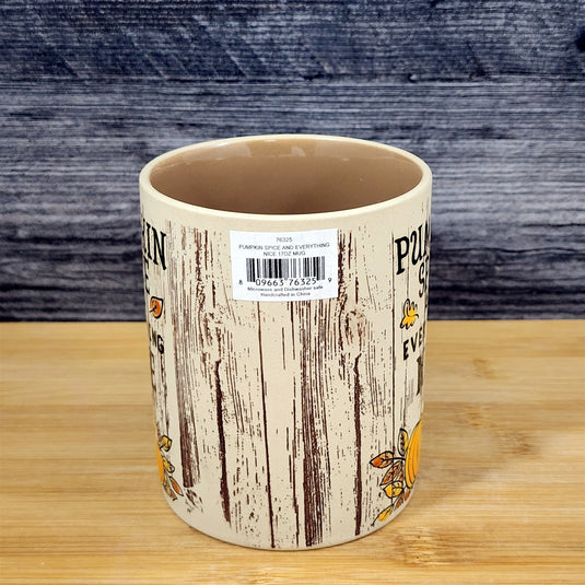 Thanksgiving Coffee Mug Pumpkin Spice Wood Grain Tea Cup 17oz by Blue Sky