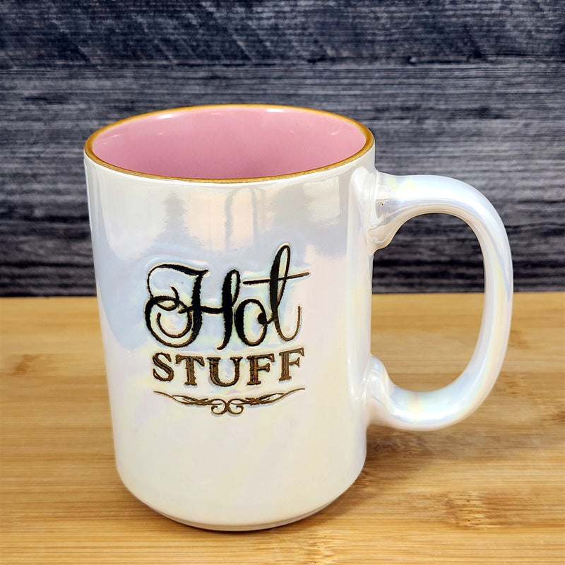 Load image into Gallery viewer, Hot Stuff Coffee Mug Ceramic Luster Glazed Tea Cup Pink Inside by Blue Sky
