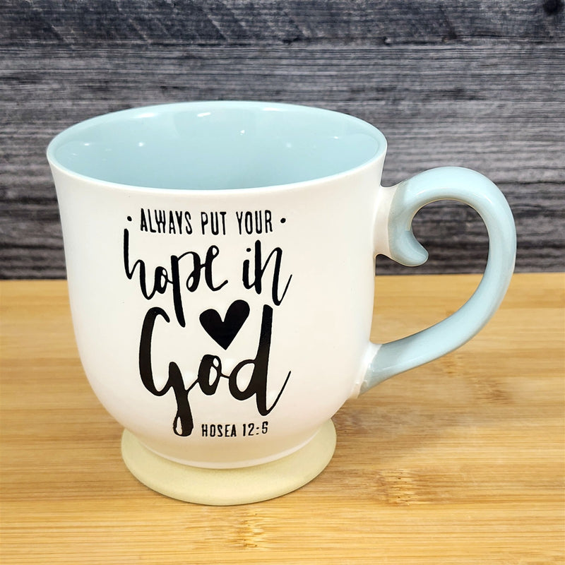 Load image into Gallery viewer, Religious Hosea 12:5 Inspiration Coffee Mug 17oz Embossed Tea Cup Blue Sky
