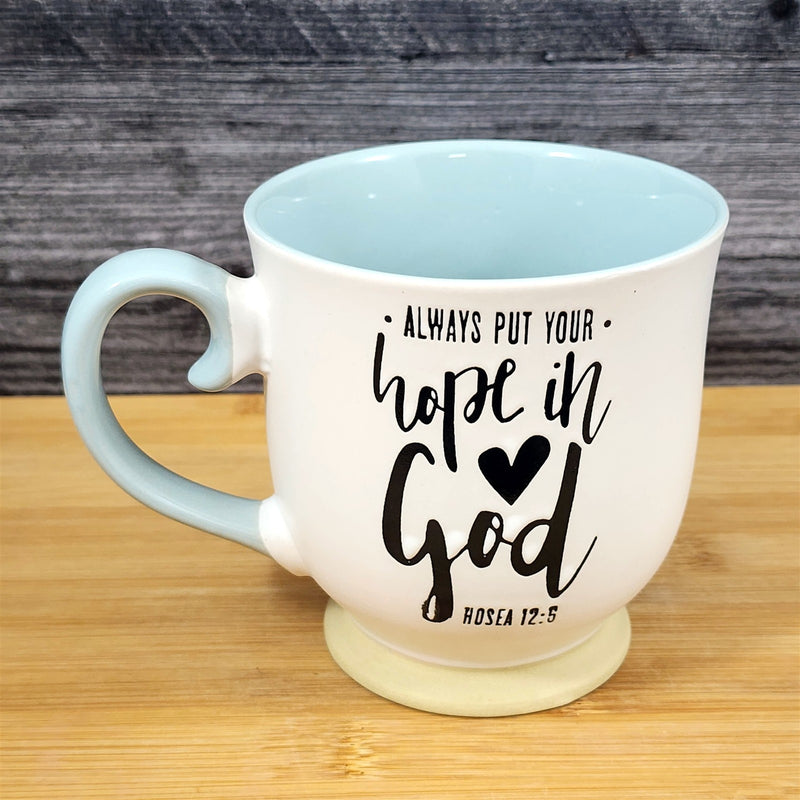 Load image into Gallery viewer, Religious Hosea 12:5 Inspiration Coffee Mug 17oz Embossed Tea Cup Blue Sky
