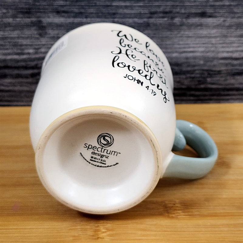 Load image into Gallery viewer, Religious John 4:19 Inspiration Coffee Mug 17oz Embossed Tea Cup Blue Sky
