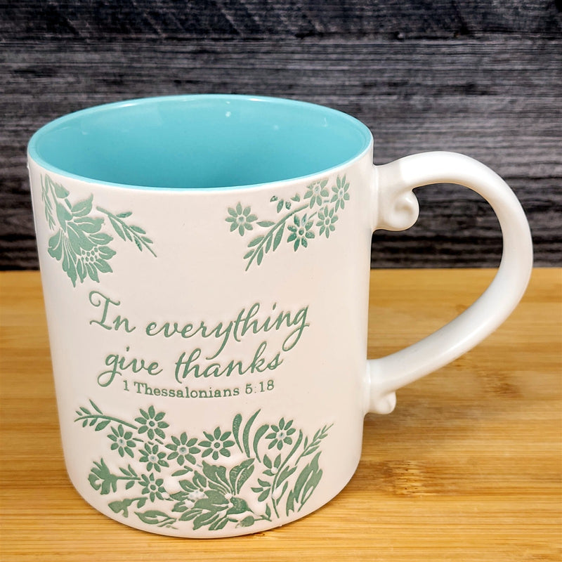 Load image into Gallery viewer, Religious Thessalonians 5:18 Inspiration Coffee Mug Embossed Tea Cup Blue Sky
