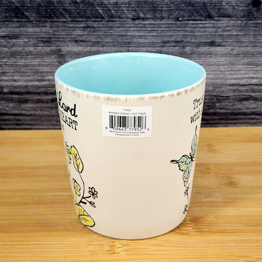 Religious Proverbs 3:5 Inspiration Floral and Butterfly Coffee Mug Cup Blue Sky