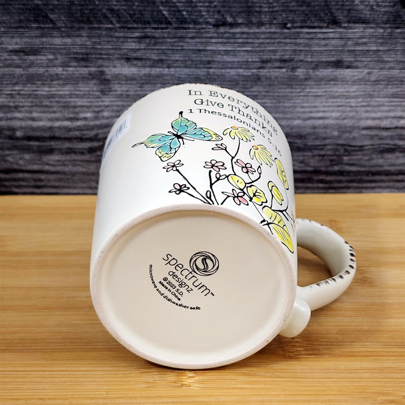 Load image into Gallery viewer, Religious Thessalonians 5:16 Inspiration Coffee Mug Cup Floral Blue Sky
