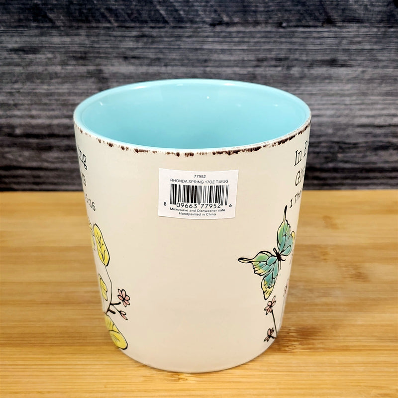 Load image into Gallery viewer, Religious Thessalonians 5:16 Inspiration Coffee Mug Cup Floral Blue Sky
