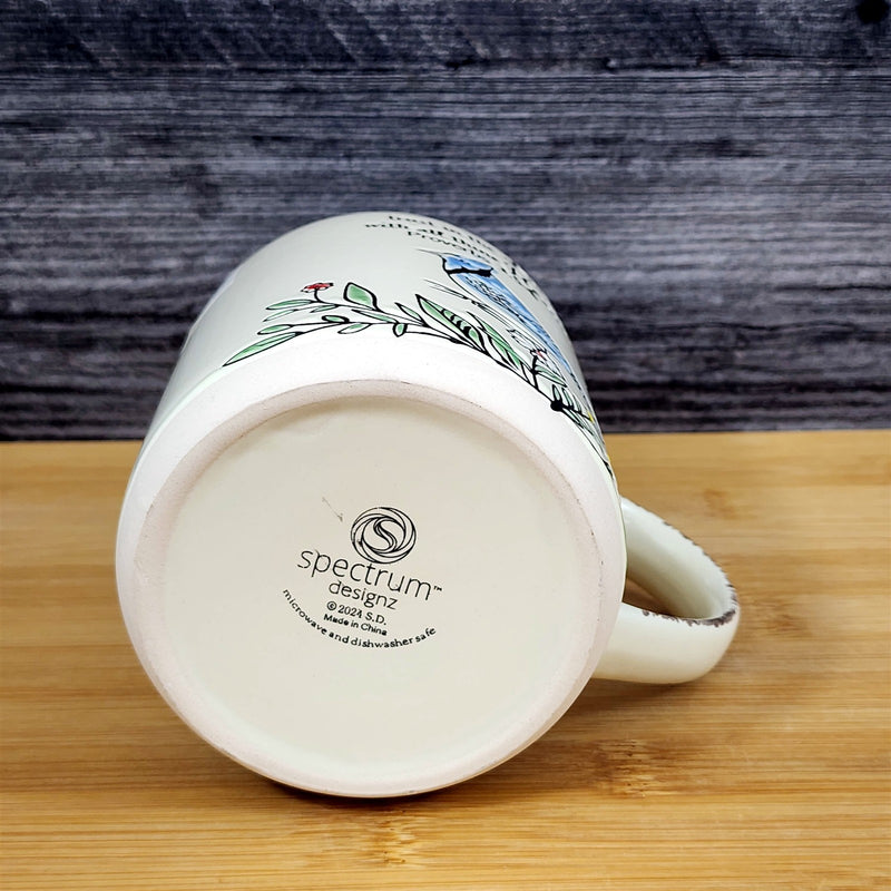 Load image into Gallery viewer, Religious Proverbs 3:5-6 Inspiration Coffee Mug Floral Blue Jay Cup Blue Sky
