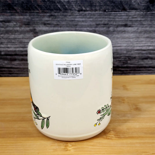 Religious Thessalonians 5:16 Inspiration Coffee Mug Floral Robin Cup Blue Sky