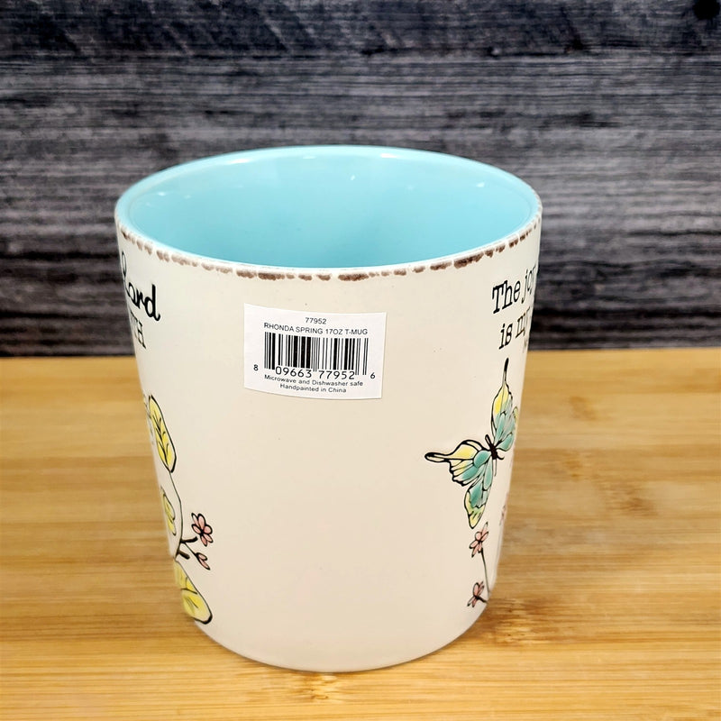 Load image into Gallery viewer, Religious Nehemiah 8:10 Inspiration Saying Coffee Mug Tea Cup Floral Blue Sky
