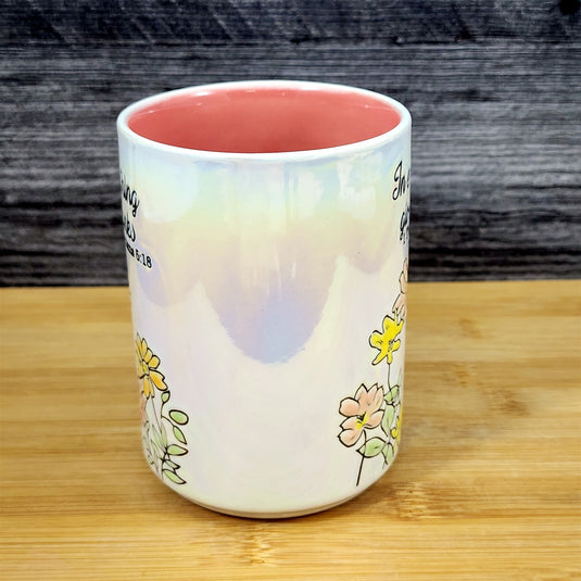 Religious Thessalonians 5:16 Inspiration Saying Coffee Mug Floral Cup Blue Sky