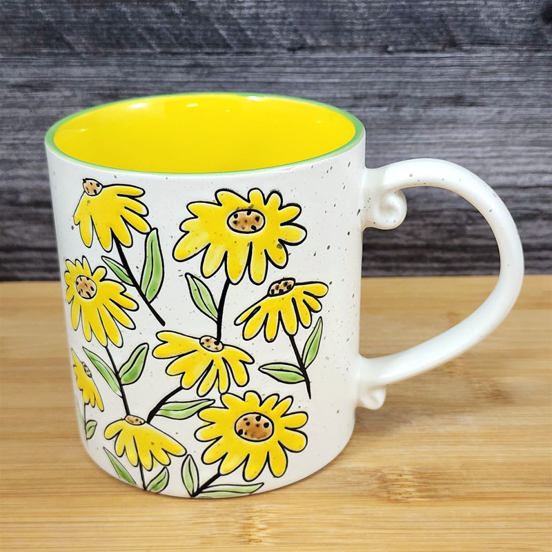 Load image into Gallery viewer, Antinio Floral Coffee Mug Summer Yellow flowers Tea Cup 21oz Embossed Blue Sky
