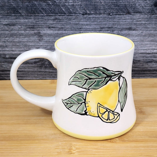 Lemon Coffee Mug Ceramic Fruit Tea Cup White Interior Kitchen Decor by Blue Sky