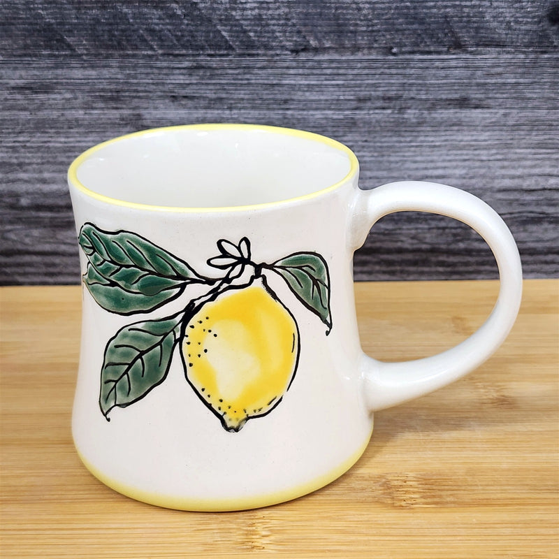 Load image into Gallery viewer, Lemon Mug Coffee Tea Cup White Interior Ceramic Fruit Art Home Deco Blue Sky
