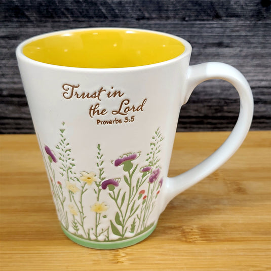 Religious Proverbs 3:5 Inspirational Floral Coffee Mug Tea Cup Yellow Blue Sky