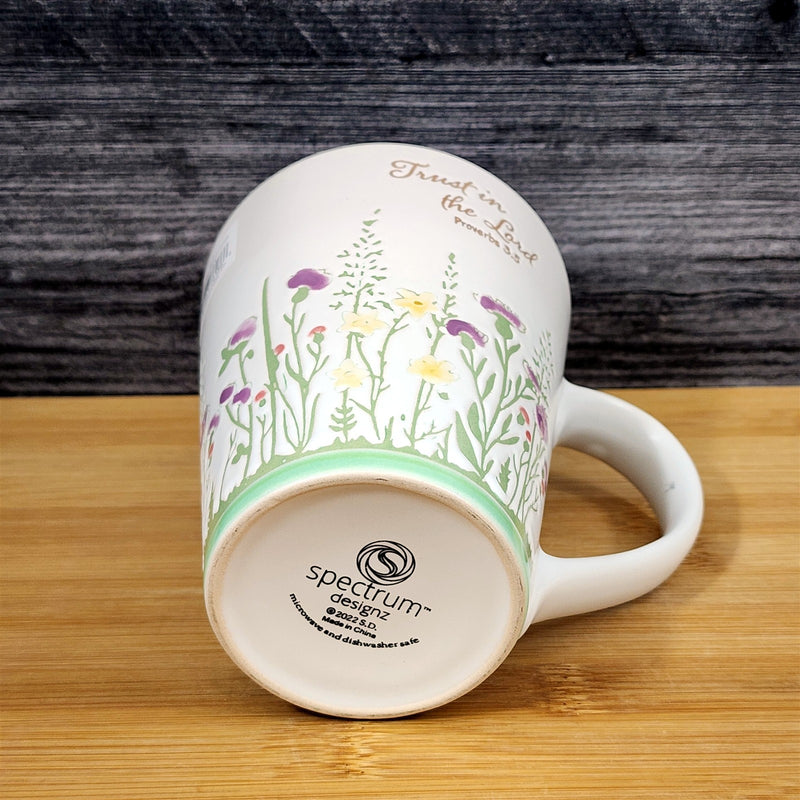 Load image into Gallery viewer, Religious Proverbs 3:5 Inspirational Floral Coffee Mug Tea Cup Yellow Blue Sky

