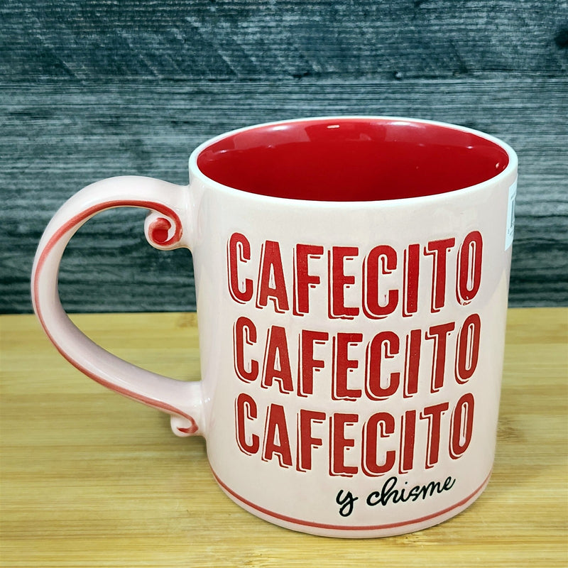 Load image into Gallery viewer, Spanish Coffee Mug Cafecito y Chisme - Coffee &amp; Gossip - Pink Cup by Blue Sky
