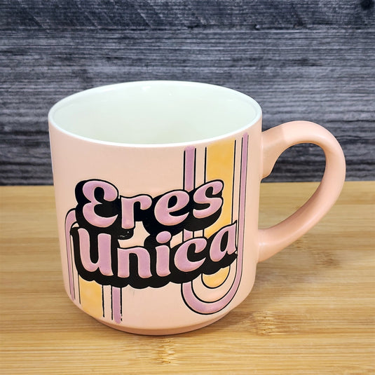 Spanish Coffee Mug Eres Unica - You are Unique - Retro Tea Cup Blue Sky Ceramic