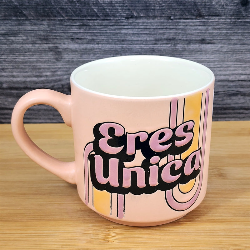 Load image into Gallery viewer, Spanish Coffee Mug Eres Unica - You are Unique - Retro Tea Cup Blue Sky Ceramic
