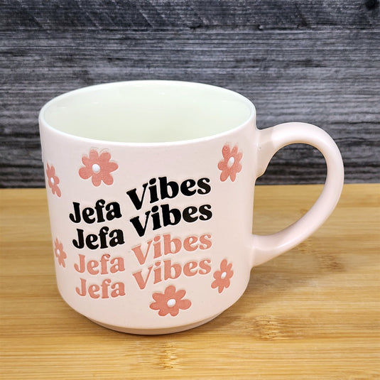 Spanish Coffee Mug Jefa Vibes- Throw Vibes- Retro Tea Cup Blue Sky Ceramic