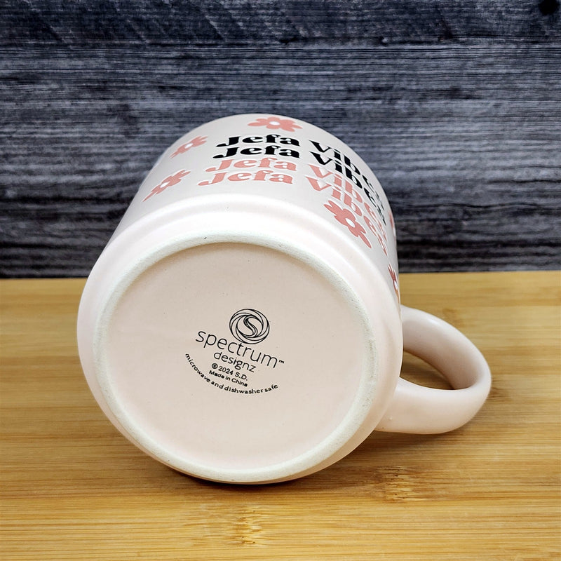 Load image into Gallery viewer, Spanish Coffee Mug Jefa Vibes- Throw Vibes- Retro Tea Cup Blue Sky Ceramic
