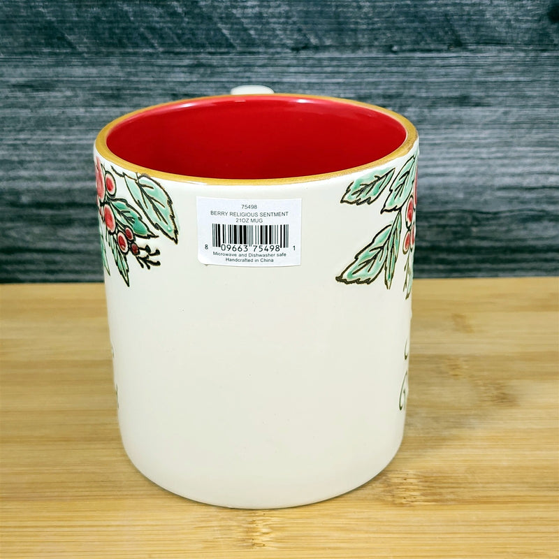 Load image into Gallery viewer, Joy to the World Holiday Coffee Mug 21oz Embossed Christmas Tea Cup Blue Sky
