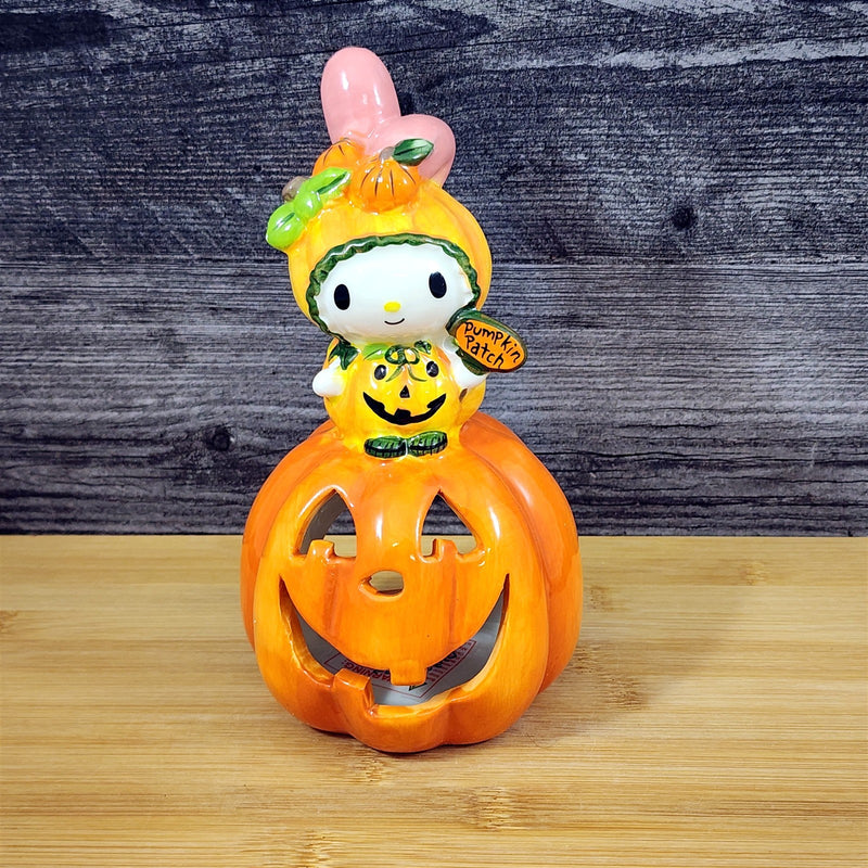 Load image into Gallery viewer, My Melody Halloween Tealight Candle Holder House Ceramic Pumpkin Blue Sky
