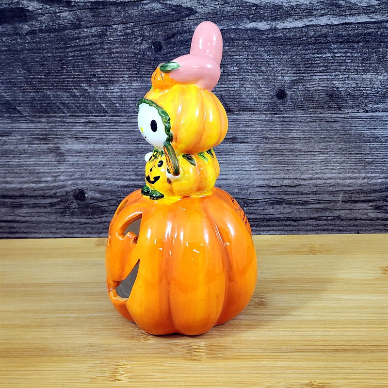 Load image into Gallery viewer, My Melody Halloween Tealight Candle Holder House Ceramic Pumpkin Blue Sky

