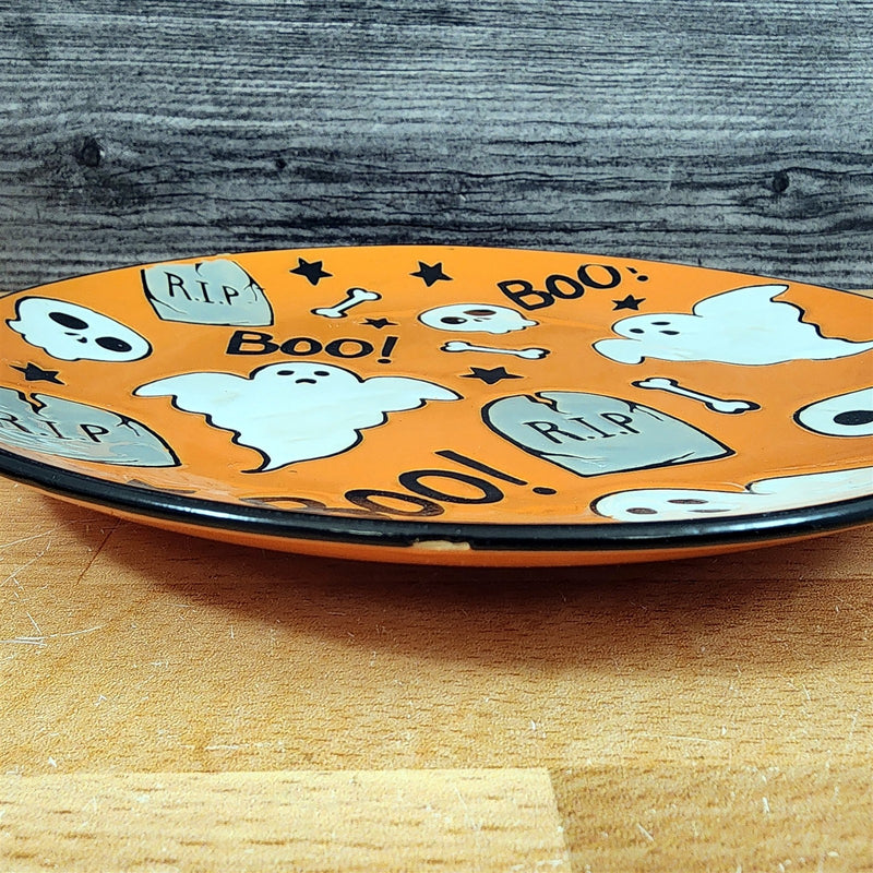 Load image into Gallery viewer, Halloween Set of 3 Round Ceramic Décor Plate 8&quot; Orange &amp; Black by Blue Sky
