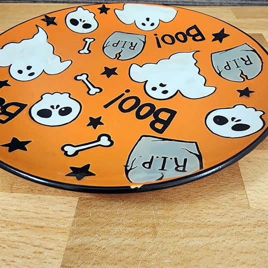 Halloween Set of 3 Round Ceramic Décor Plate 8" Orange & Black by Blue Sky