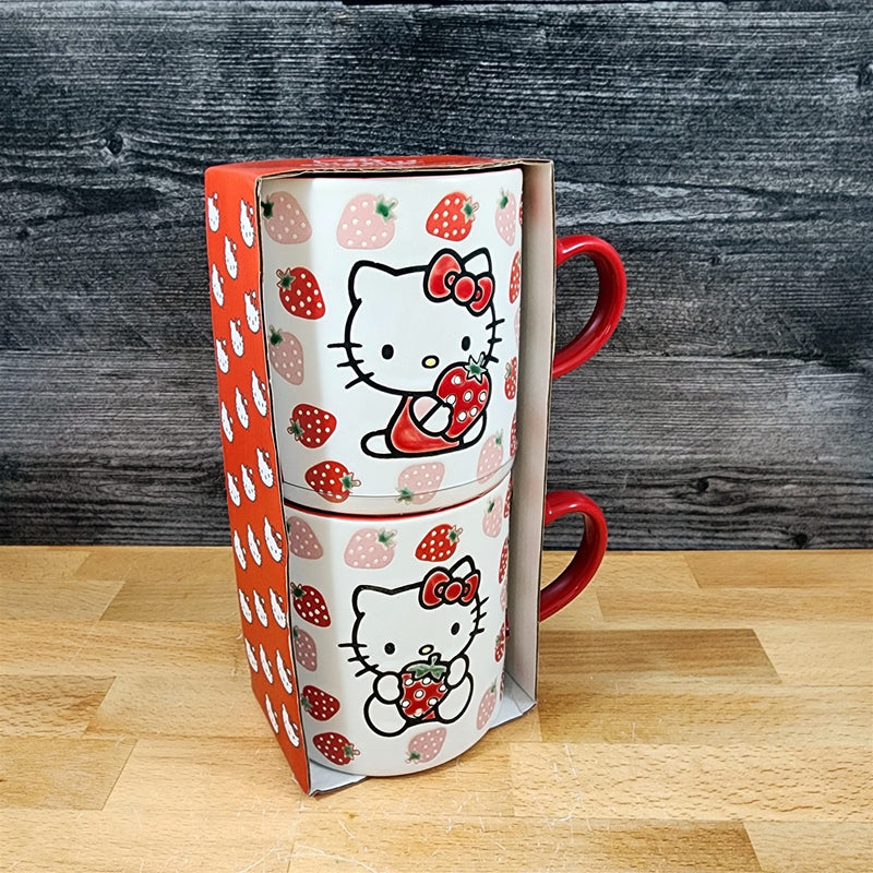 Load image into Gallery viewer, Hello Kitty Strawberry Theme Coffee Mug Set Ceramic Tea Cup 21oz by Blue Sky
