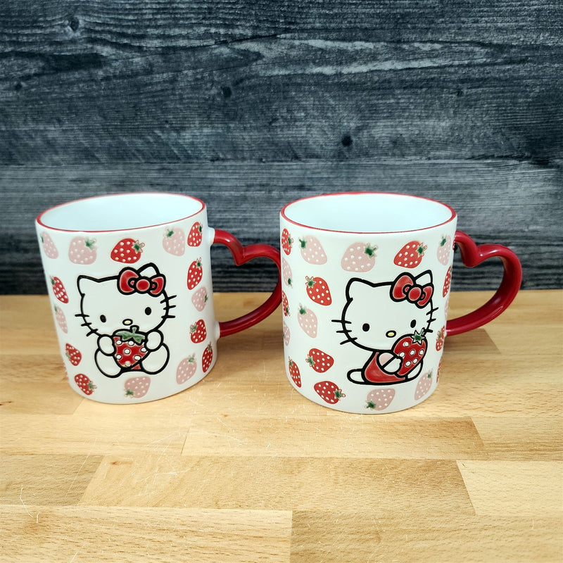 Load image into Gallery viewer, Hello Kitty Strawberry Theme Coffee Mug Set Ceramic Tea Cup 21oz by Blue Sky

