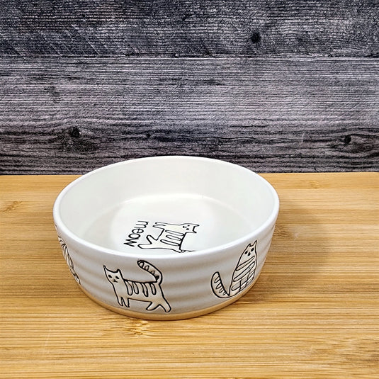 Cat Water Food Bowl Embossed Treat Dish by Blue Sky
