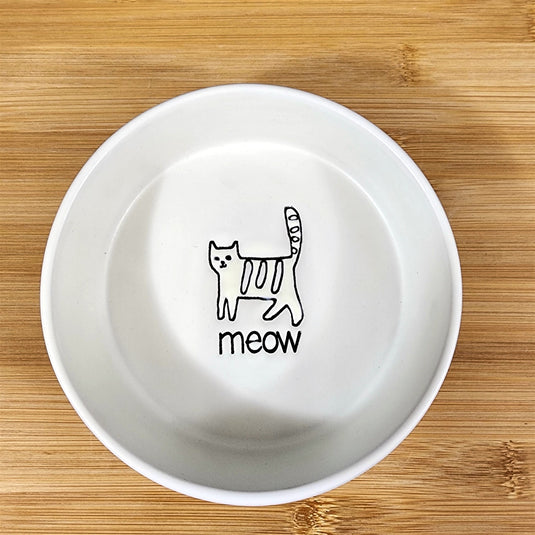Cat Water Food Bowl Embossed Treat Dish by Blue Sky