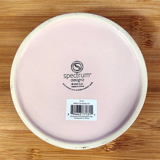 Happy Cat Water Food Bowl Set Embossed Treat Dish in Pink By Blue Sky