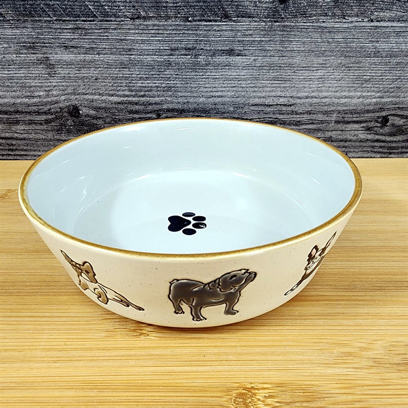 Load image into Gallery viewer, Charleston Dog Breed Water Food Bowl Embossed Treat Dish Gray Inside by Blue Sky
