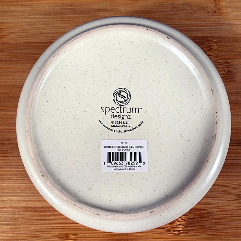 Load image into Gallery viewer, Charleston Dog Breed Water Food Bowl Embossed Treat Dish Gray Inside by Blue Sky
