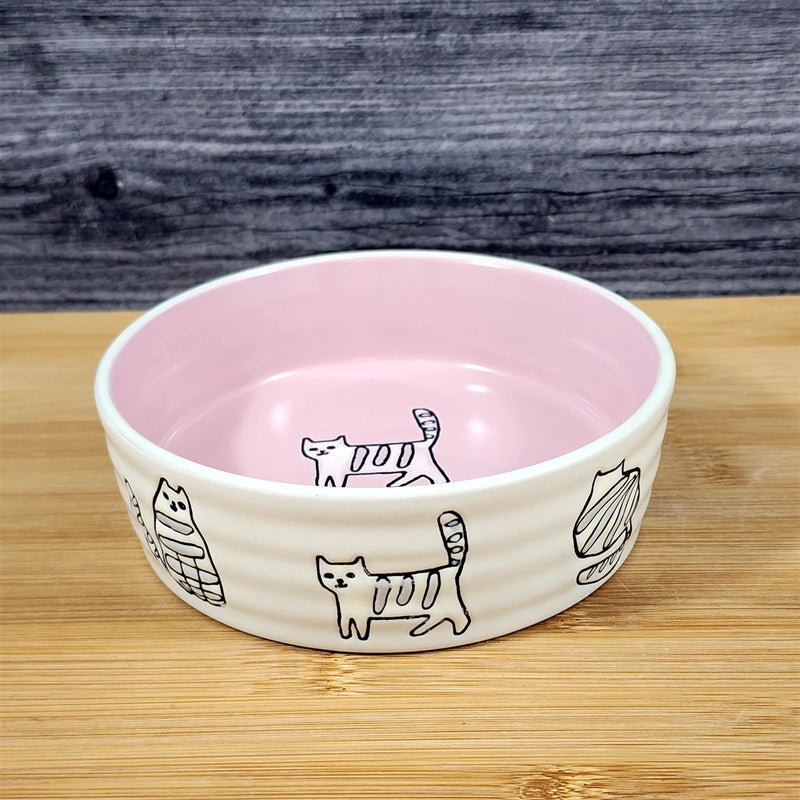 Load image into Gallery viewer, Cat Water Food Bowl Embossed Treat Pink Dish by Blue Sky
