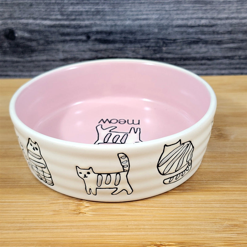 Load image into Gallery viewer, Cat Water Food Bowl Embossed Treat Pink Dish by Blue Sky
