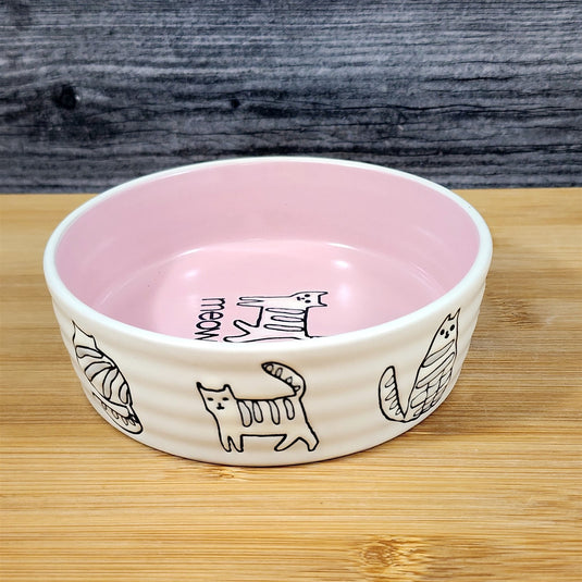 Cat Water Food Bowl Embossed Treat Pink Dish by Blue Sky