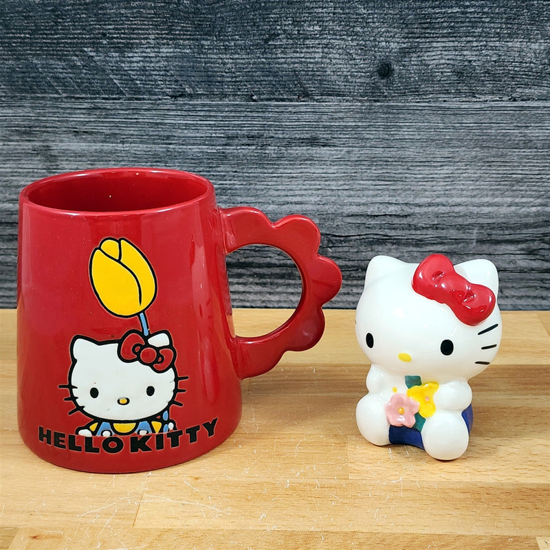 Load image into Gallery viewer, Hello Kitty Flower Coffee Mug and Figurine Set Ceramic Tea Cup 16oz by Blue Sky
