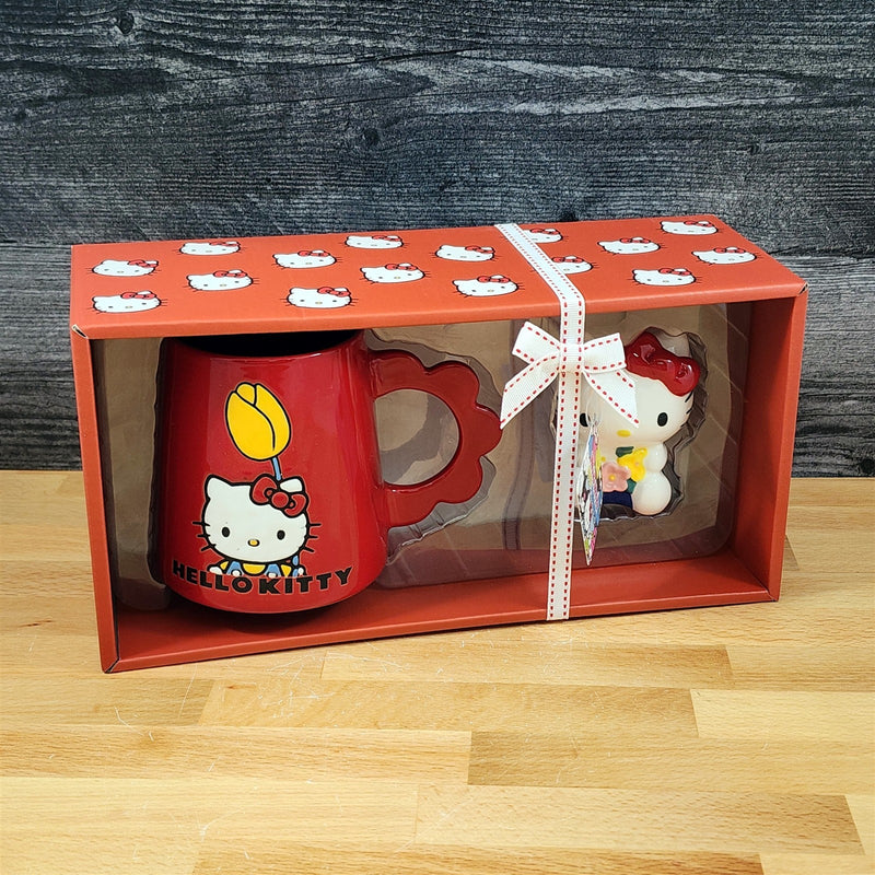 Load image into Gallery viewer, Hello Kitty Flower Coffee Mug and Figurine Set Ceramic Tea Cup 16oz by Blue Sky
